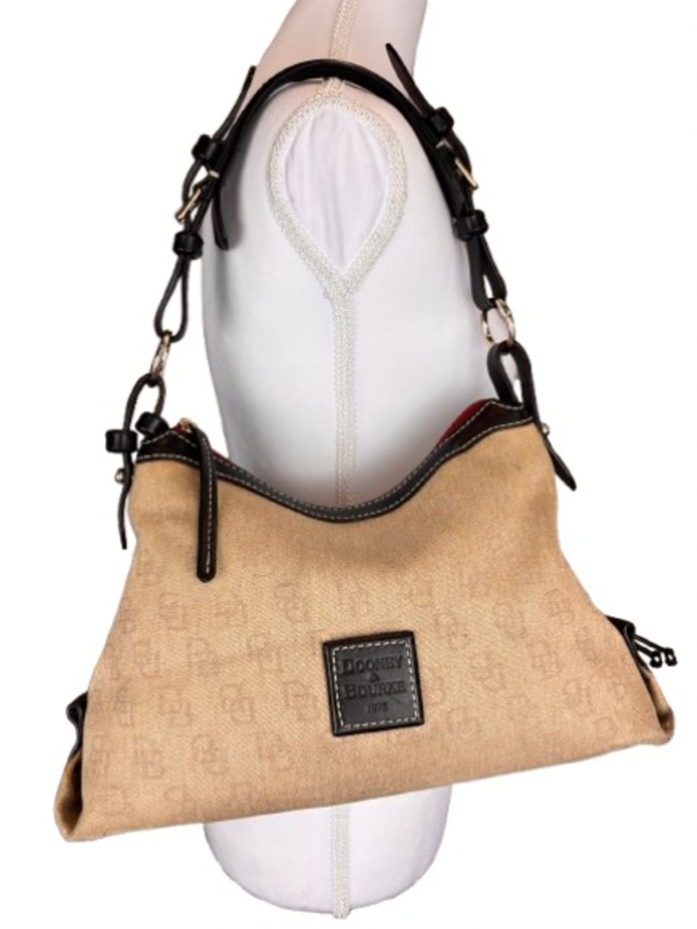 Dooney & Bourke Monogram Canvas Shoulder Bag  Buckle Y2K Registration Card